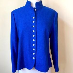 Ralph Lauren Royal Blue Preppy Button Down White Button Tweed Style Fabric